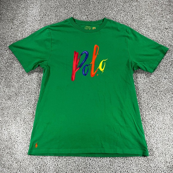 Polo Ralph Lauren Other - Polo Ralph Lauren Mens Green Graphic T-Shirt XL Boys Fits Mens Small Paint Logo